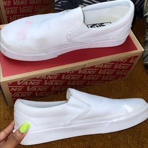 True White Slip-On Vans